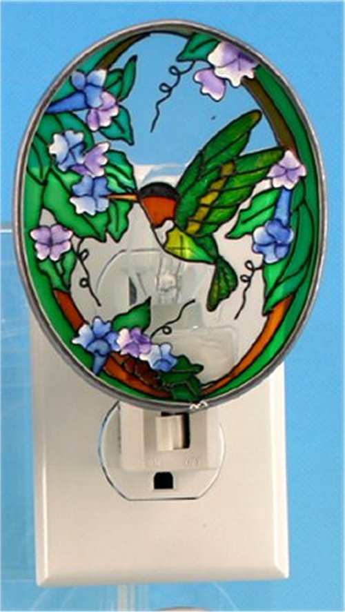 HBJ48662 Hummingbird Stained Glass Night Light